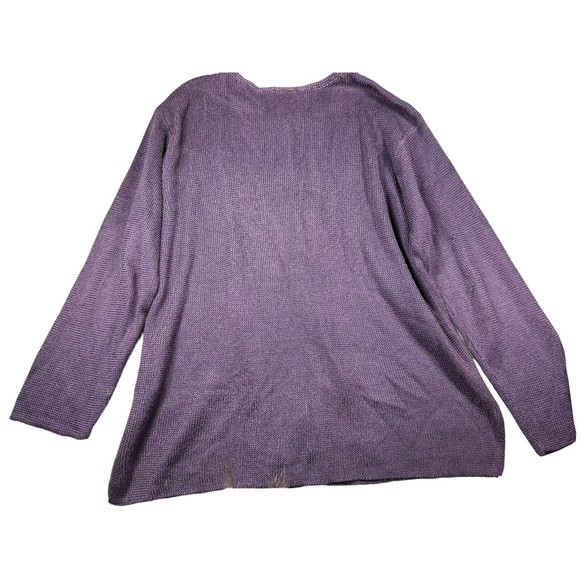 TALBOTS PURPLE WOOD BUTTON CARDIGAN LARGE KNIT LONG SLEEVE - Picture 2 of 8